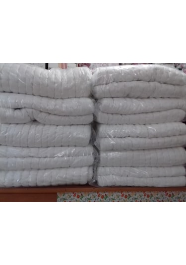 Tek Kişilik %100 Doğal Pamuk El Yapımı Sırıma Yorgan Beyaz