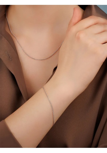 Veronika 925 Ayar Tam Ağırlıklı Gümüş Zinciri Pançkur Örgüsü 434768162 Gri