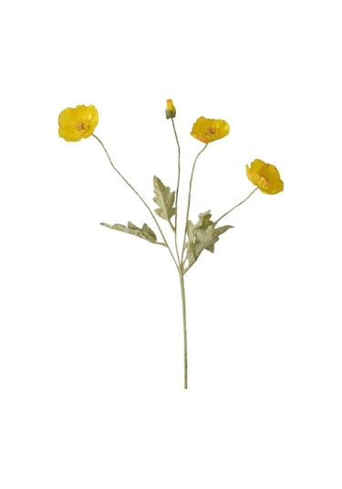 Yapay Çiçek Gelincik Çiçeği Sarı Renk 3 Çiçek 1 Tomurcuk 59cm