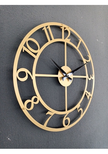Rakamlı Metal Gold - Altın Duvar Saati 1,5 Mm Kalınlık 41x41 Cm Altın