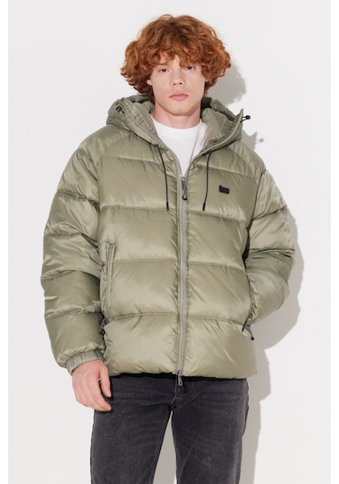 Regular Fit Normal Kesim Kapüşonlu Açık Yeşil Şişme Mont L232213299 Açık Yeşil