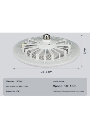 Ximistore9 Beyaz Ev Ofis Mutfak Kullanıma Uygun E27 Vidalı 85-265v 3200k-6500k Led Fanlı Lamba, Uzaktan Kumandalı, Enerji Tasarruflu, Parlak Ve Göz Koruyucu Beyaz