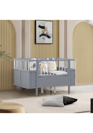 Siesta Büyüyen Beşik 90 x 130 CM - Gri + 1 Comfort Yatak Gri