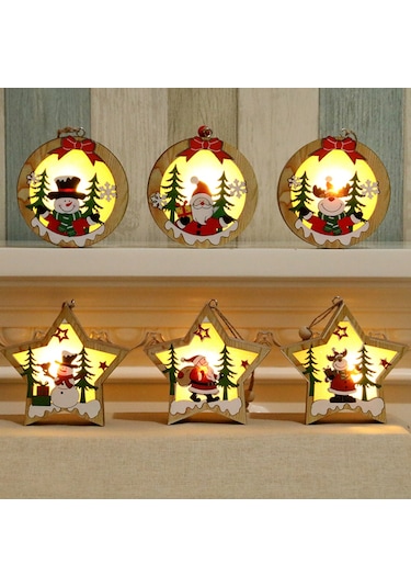 Monyee Işıklı Renkli Ahşap Ası: Yuvarlak/yıldız Şekli, 6 Farklı Stili Seçenekli