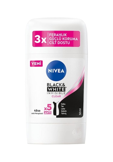 Nivea Black&White Invisible Clear Kadın Stick Deodorant 50 ML