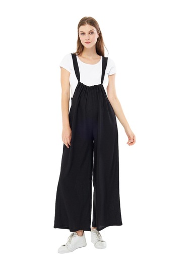 Luvmabelly - Myra6120 - Mevsimlik Örme Hamile Salopeti-siyah