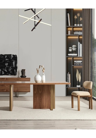 Efsun Yemek Odası Takımı Yemek Masası + 4 Adet Sandalye Kahverengi