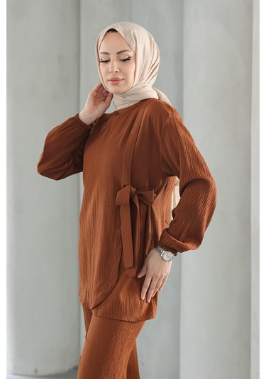 Bağlama Detaylı Takım Kahverengi Kahverengi