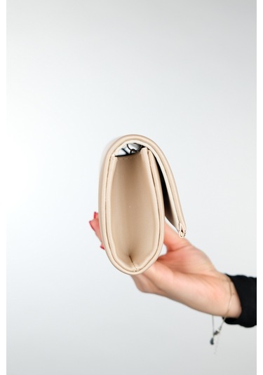 Luvishoes Marıa Koyu Bej Saten Taşlı Kadın Abiye Çanta Koyu Bej