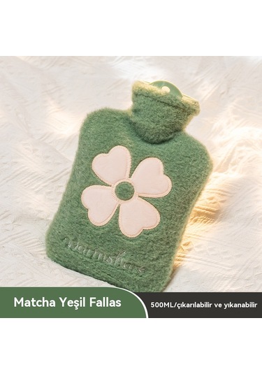 Peluş Su Dolu El Isıtıcı Çanta-koyu Yeşil 500ml