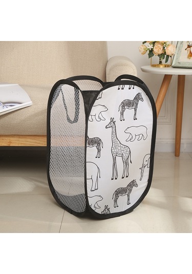 Kosona Uzun Boylu Organik Kumaş Zürafa Desenli Banyo Çamaşırı Sepeti - Geniş Kapasiteli Evcil Organizasyon Aleti