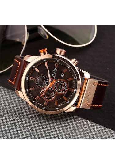 Curren Erkek Moda Pu Deri Spor Kol Saati Günlük Saat Lüks Suya Dayanıklı Kuvars Saat 3 Diğer