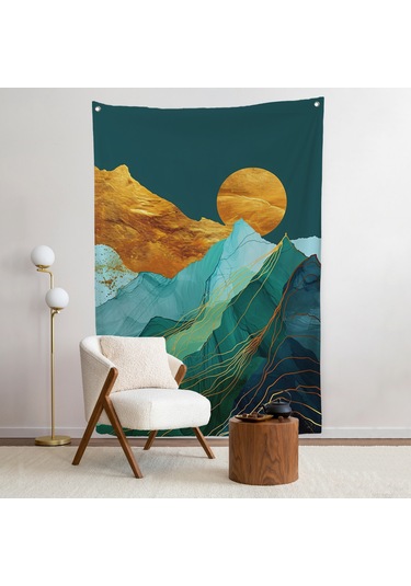 Dağların Üstündeki Güneş Manzarası Duvar Örtüsü-7648