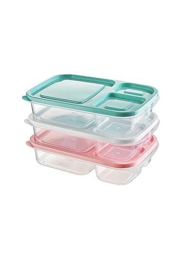 3 Bölmeli Sefer Tası Pratik Kolay Gıda Diyet Saklama Erzak Kabı Çok Renkli