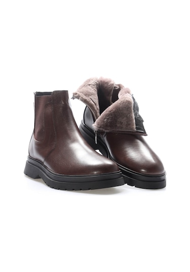Hakiki Deri Kürklü Erkek Klasik Bot 209kma241 Kahverengi