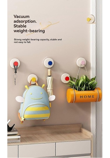 Sarı 2'li Paket Duvara Monte Vantuzlu Kanca, Yuvarlak Dekoratif Tasarım Diğer