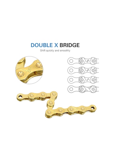 Folinda Toopre 6-7-8 Vites Bisiklet Zinciri, Tam Elektroplated Pas Koruma, Dağ Yolu Bisikleti İçin Altın Rengi Çok Renkli