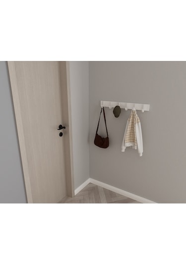 Hepsi3boyutlu Modern Duvar & Kapı Baston Askılık - 6 Adet Beyaz J Askılık - Model No : 6 Beyaz