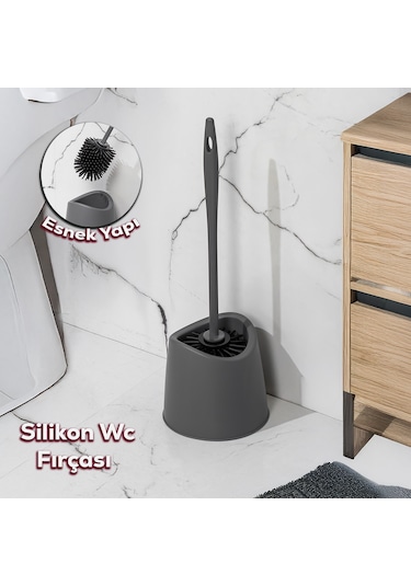 Porsima Sb-776 Silikon Wc Tuvalet Banyo Fırçası Klozet Fırçası An