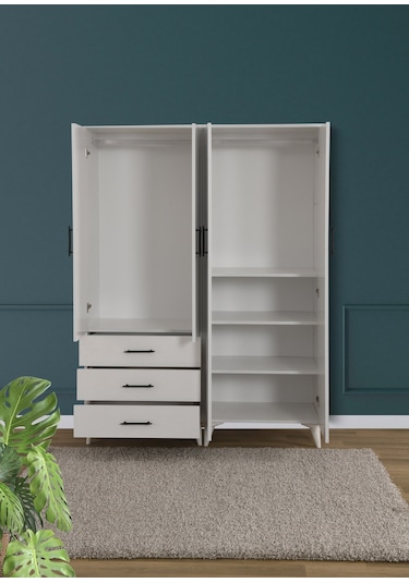 Azra'dan 4 Kapaklı Gardrop Beyaz