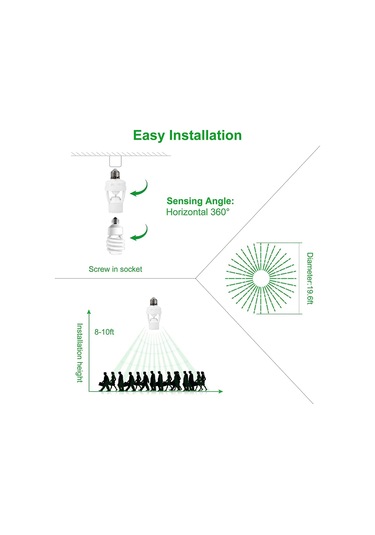 Hareket Sensörü Ampul İle Soket E27 Dönüştürücü 100-240v Led E27