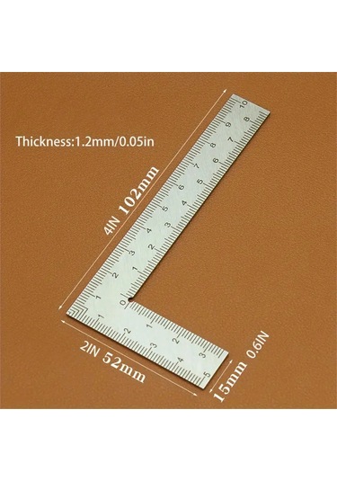 Unicomlifeerp Mini Paslanmaz Çelik L Şekilli Çift Taraflı Hassas Cetvel - Deri Tasarımı Ve Metal Malzemeler İçin Yüksek Hassasiyetli Ölçüm Aracı