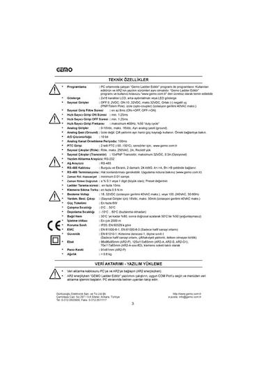 Gemo Ar2-P-24Vdc-10D2A-Rtc- Ar2-A-P-230Vac-10D2A-Rtc Panel Tipi