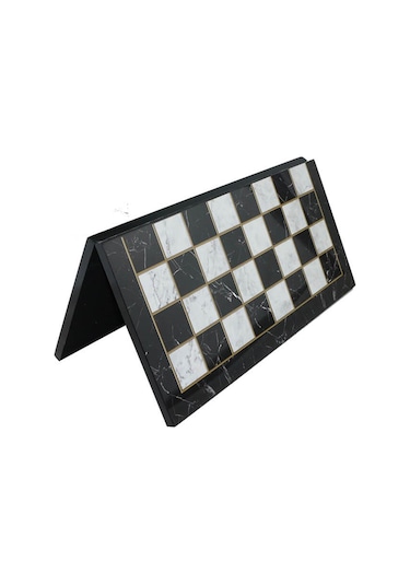 Metal Mısır Satranç Takımı Antik Ve Katlanır Mermer Desenli Mdf A