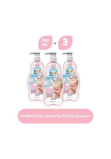 Uni Baby Kolay Tarama Saç ve Vücut Şampuanı 3 x 700 ML