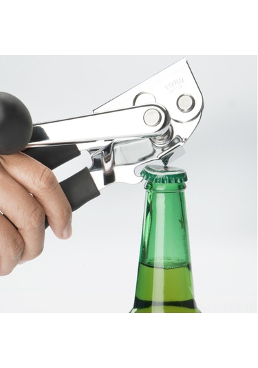 Geeksen Stainless Steel El Manuelı 3'lü Fonksiyonlu Kutu, Kavanoz Ve Şişe Açıcı: Ergonomik Tutamalı, Gıda Grubu, Dayanıklı Mutfak Aleti Siyah
