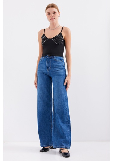 Bigdart 918 İp Askılı Crop Top - Siyah 001