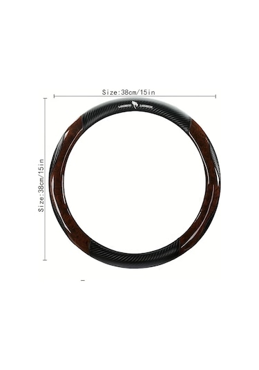 Chuangyinshop Gray Deri Direksiyon Kılıfı - Ahşap Desen Karbon Fiber Mikrofiber 14 1/2-15 İnç Konforlu Kaymaz Gri