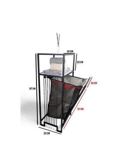 Digithome Metal Kirli Sepetli 2 Raflı Çok Amaçlı Banyo Düzenleyici Raf Organizer Siyah-beyaz Mrs-010 C1-1-369 Beyaz - Siyah