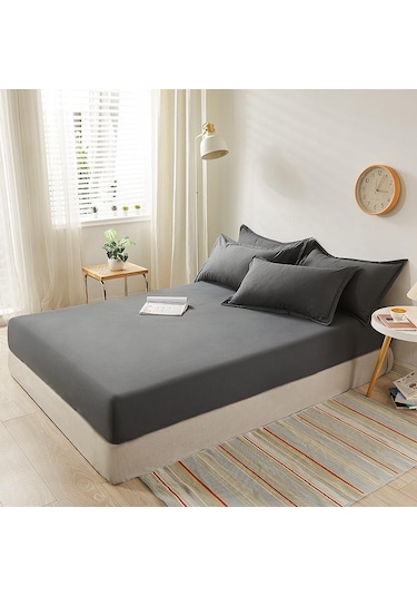 Açık Pembe Yatak Örtüsü Gömme Çarşaf Düz Renk Kaymaz Ayarlanabilir Yatak Örtüsü Yastık Kılıfı Olmadan 120x200cm Açık Pembe