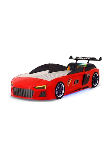 Kırmızı Arabalı Yatak V12 Audi Full Ledli Kumandalı Ve Müzikli