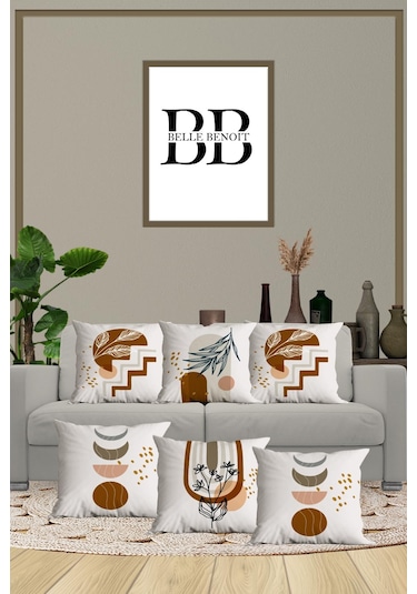 Belle Benoit Baskılı Dekoratif 6'lı Koltuk Kırlent Kılıfı Desen17