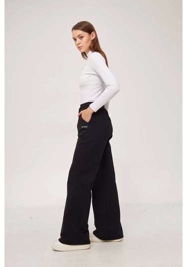 İki İplik Bol Paça Eşofman Pantalon - Siyah Siyah