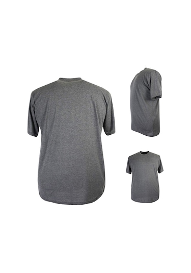 Erkek 72 Kilo-200 Kilo Arası İçin Uygun Bisiklet Yaka Düz Tişört Antrasit