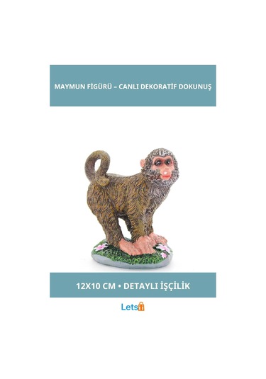 Polyester Tekli Maymun Figürü 12x10 Cm Dekoratif Figür 1 Adet