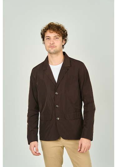 Daynax Erkek Çift Yaka Detaylı Düğme Kapamalı Ceket Mont 4900 Kahverengi Kahverengi