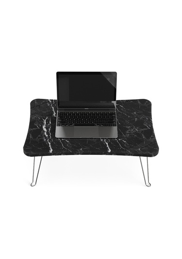 Taşınabilir Katlanır Yatak Koltuk Üstü Hasta Servis Bilgisayar Çalışma Sehpası Siyah Mermer