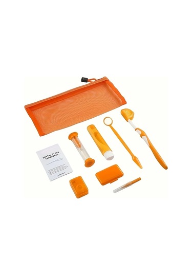 Willowhaven 8li Saklama Çantası Turuncu Yumuşak Diş Fırçası Ağız Bakım Seti Seyahat