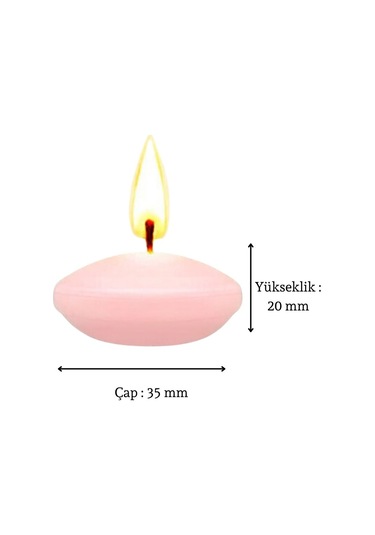50'li Paket 3.5 Cm Açık Pembe Yüzen Mumlar Pembe