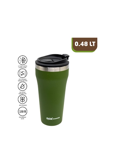 Rox Camping 0191 Kahve Termosu 0.48 Lt - Yeşil Yeşil