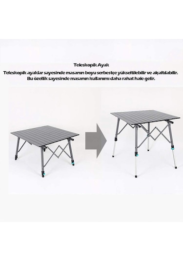Madfox Skylite Yükseklik Ayarlı Katlanır Kamp Masası 001