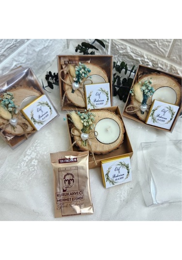 Söz Nişan Nikah Hediyelik Kütük Mumluk Kahve Ve Çikolat 15 Adet