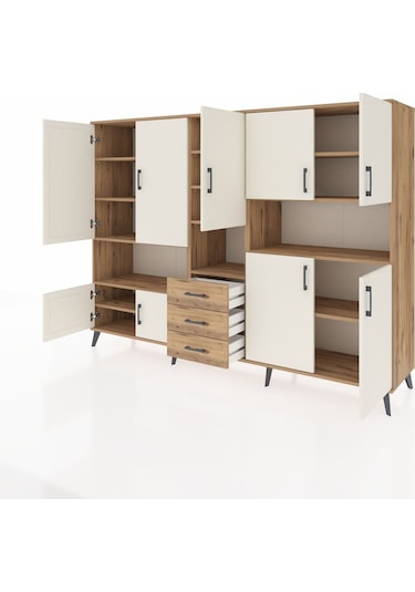 Hyperion Dolap 13 Raflı 3 Çekmeceli 9 Kapaklı 220x44x163 Çam-ayta Çam-aytaşı/çam