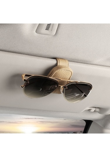 Yulong Ximistore9 Araç Güneşlik Gözlük Askısı - Tam Deri Kılıf Gri