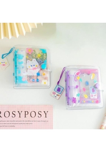 Trendooze Tutucu Telli Su Şeffaf Pembe Kartı Karikatür Geçirmez Fotoğraf Fotoğraf Dosya Cepli Albümü 20 Vs