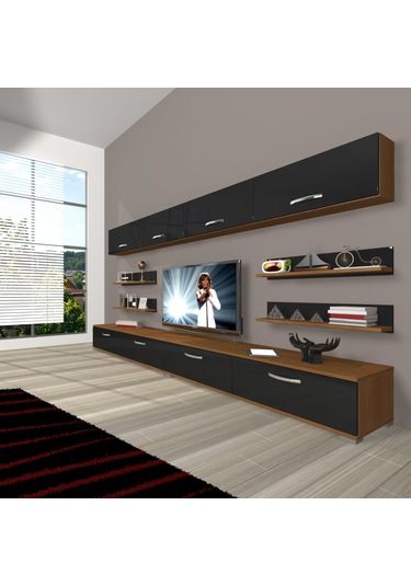 Decoraktiv Eko 360y Slm Tv Ünitesi Tv Sehpası Ceviz - Siyah